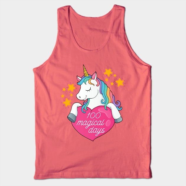 100 Days Of School Unicorn 100 Magical Days Tank Top by MalibuSun